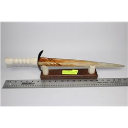 WOOD & BONE CARVED SWORD & STAND