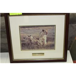 "LIONS FEEDING AT DAWN" BY ROBERT BATEMAN