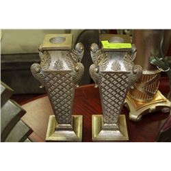 PAIR OF SILVER LEAF CANDLEHOLDERS