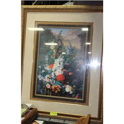 LARGE FRAMED & MATTED FLORAL PAINTING