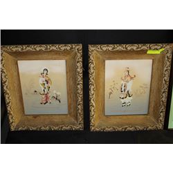 PAIR OF FRAMED ANTIQUE ORIENTAL PICTURES