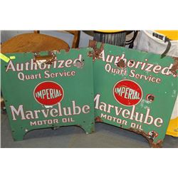 PAIR OF IMPERIAL MARVELUBE SIGNS