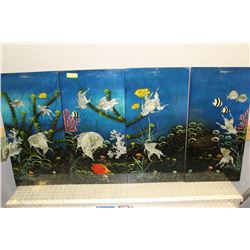 4-PIECE MOTHER OF PEARL INLAY FISH WALL HANGING