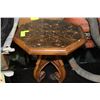 Image 1 : VINTAGE CARVED WOODEN GLASS TOP END TABLE