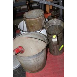 4 MISC. ANTIQUE PAILS