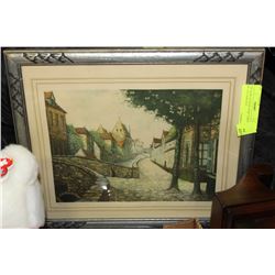 "QUAI DE LA MAIN D'OR" PAINTING BY CH. CHALAUT