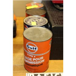 4 GULF 1LITRE OIL CANS