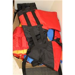 BOX OF ASSORTED LIFE JACKETS