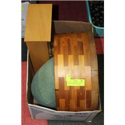 GREEN VASE, DISPLAY CABINET, LARGE WOOD SALAD BOWL