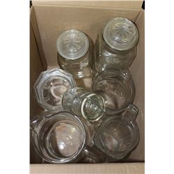 BOX OF GLASS PITCHERS&SEALERS