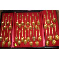 SET OF GOLD FINISH COLLECTIBLE SPOONS