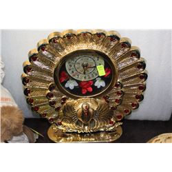 GOLD COLOURED PEACOCK CLOCK