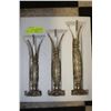 Image 1 : SET OF 3 SILVER LEAF FINISH CANDLE HOLDERS