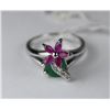 Image 1 : .925 SILVER RUBY, EMERALD & CZ RING - SIZE 6