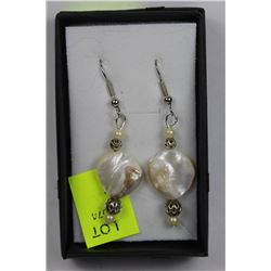 HANDCRAFTED WHITE ABALONE SHELL & PEARL EARRINGS