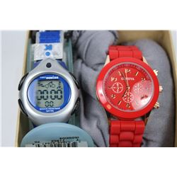 RED GENEVA WATCH SOLD WITH CHILDRENS TIMEX IRONKID