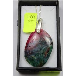 MULTI COLORED DRUZY AGATE SET IN SILVER PLATE