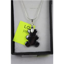 HEMATITE TEDDY BEAR ON A 22" SNAKE CHAIN