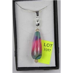 HANDCRAFTED MULTI COLORED AGATE COLUMN PENDANT