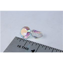 PAIR OF OPAL MYSTIC QUARTZ 12MM ROUND CRYSTALS