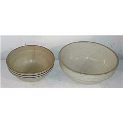2 stoneware bowls 11" and 9"