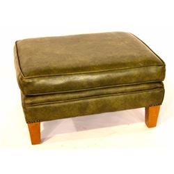Green Leather Upholstered Ottoman