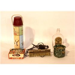 Bottle, Thermos, Recording Sign & Pottery