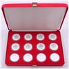 Image 1 : 2004 Complete Zodiac 1oz. Privy Mark $5 Silver Maple Leaf 12-Coin Set with Red Velvet Dsplay Box. Yo
