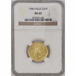 1986 United States $10 1/4oz Gold Eagle NGC Certified MS-69 (no tax)