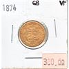 Image 1 : 1874 Great Britain Gold Half Sovereign in Very Fine Condition. This piece contains .917 Pure Gold an