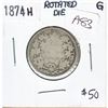 Image 1 : ROTATED DIE ERROR 1874H Canada 25-cent with Rotated Die of about 30%.