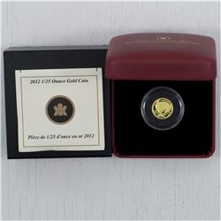 2012 Canada 1/25oz  Pure Gold 125th Anniversary of the Caribou Gold Rush Coin issued by the RCM. (Ta