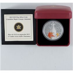 RCM Issue; 2013 $20 Autumn Canopy Fine Silver coin. This coin is #2 in the Maple Canopy Series (TAX 