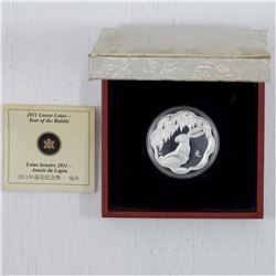 2011 Canada $15 Year of the Rabbit lotus Fine Silver Coin. Coin comes Encapsulated with original Dis