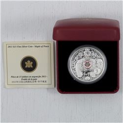 2013 $15 Fine Silver Maple of Peace Hologram coin. (Tax Exempt) - Discoloured COA