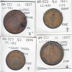 4 x Group Lot of Bank Tokens.  Varieties as indicated on holders. Sold as is, no returns