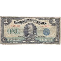 1923 Canada $1 Note blue seal