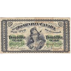 1870 Canada 25ct Note Shinplaster