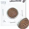 Image 1 : Lamination Error 1951 Canada 1ct on the obverse.