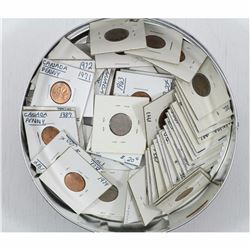 Estate Lot of Canada Pennies from the 1940's and up in a tin can.  Sold as is.