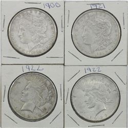 Estate Lot of USA Silver Dollars 1921, 1922, 1922, 1900. 4pcs