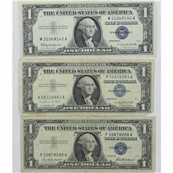 1957, 1957A, 1957B USA Silver Certificate Notes. 3pcs