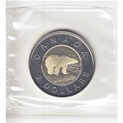 Error Off Metal inner core of the 1996-2006 Canada $2 (removed from Proof Like Set).