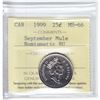 Image 1 : Mule Error 1999 September Canada 25-cent ICCS Certified MS-66 (missing the words "25 Cents")