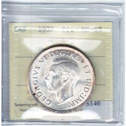 1937 Canada Silver $1 ICCS Certified MS-63