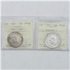 Image 1 : 1947 Maple Leaf & 1947 Straight 7  Canada Silver 50-cent coins ICCS Certified VF-30. (2pcs)