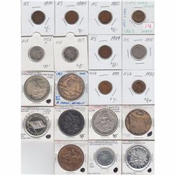 Lot of 19 U.S.: 1863 Civil War Token, coins 1882, 1884, 1894, 1896, 1909, 1917, 1926D, 1930, 1933, a