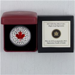 RCM Issue; 2013 $20 Enamel Fine Silver Maple Leaf Impression coin (TAX Exempt)