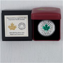 RCM Issue; 2014 $20 Enamel Fine Silver Maple Leaf Impression coin (TAX Exempt)