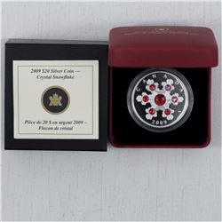 RCM Issue; 2009 $20 Fine Silver Pink Crystal Snowflake Coin (TAX Exempt)